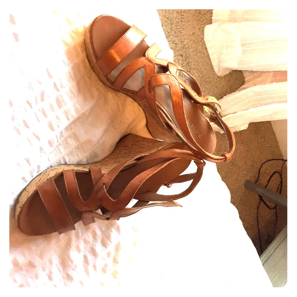 Franco Sarto brown leather wedge sandals